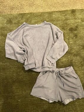 Cozy Grey Lounge Set - Sweatshirt & Shorts